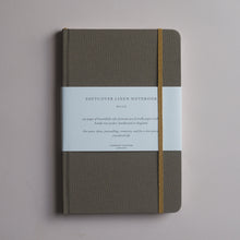 Load image into Gallery viewer, London Letters Notebook - Khaki - Ruled lined square grid paper found Tain pen friendly paper British milled paper handbound notepad notebook writing paper journal