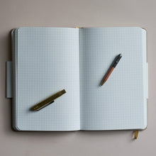 Load image into Gallery viewer, London Letters Notebook - Khaki - Ruled lined square grid paper found Tain pen friendly paper British milled paper handbound notepad notebook writing paper journal