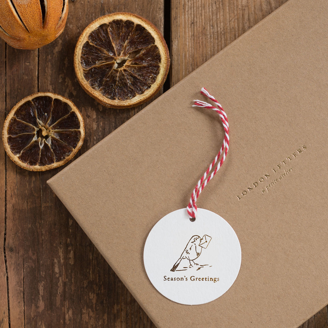 London Letters Handprinted Gift Tags - Robin