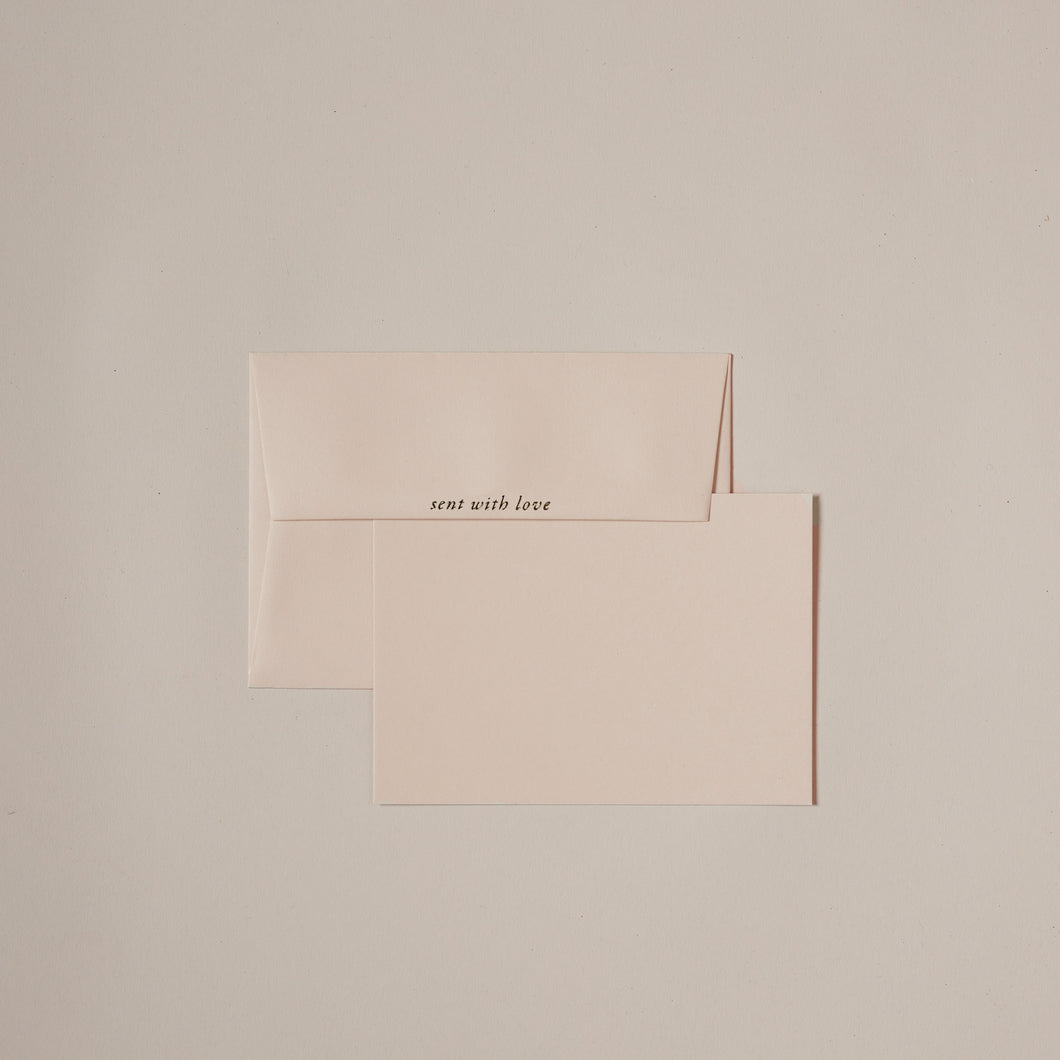 sent with love notecard and envelope set luxury stationery from London letters studio blush pink