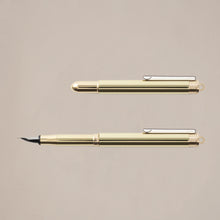 Load image into Gallery viewer, Brass Fountain Pen Traveler&#39;s Traveller&#39;s Company Japanese stationery brass pens London Letters fine stationery gifts
