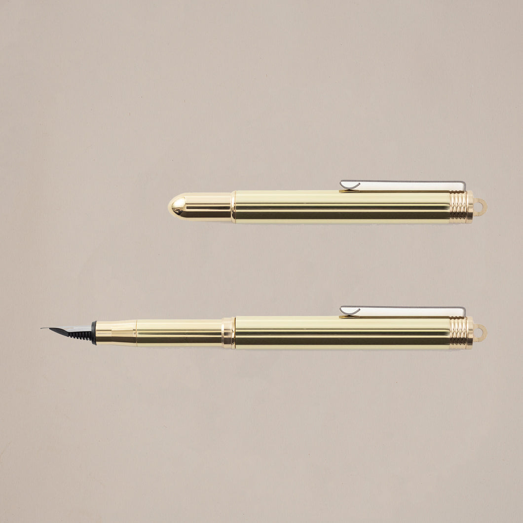 Brass Fountain Pen Traveler's Traveller's Company Japanese stationery brass pens London Letters fine stationery gifts