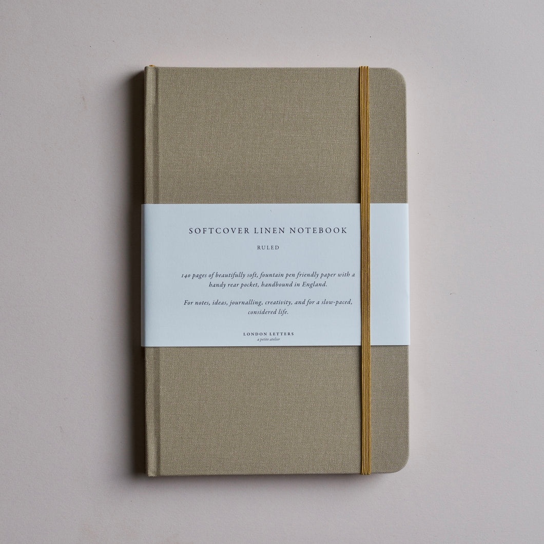 London Letters Luxury Notebook - Ruled - Linen and FSC certified sustainable paper beautifully made handbound in England