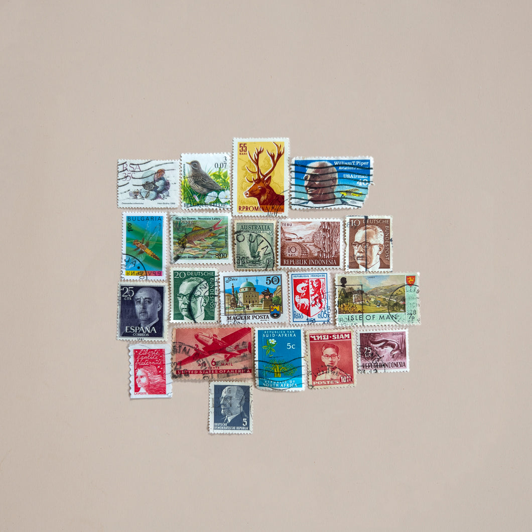 vintage travel stamps from across the world from London Letters luxury stationery studio