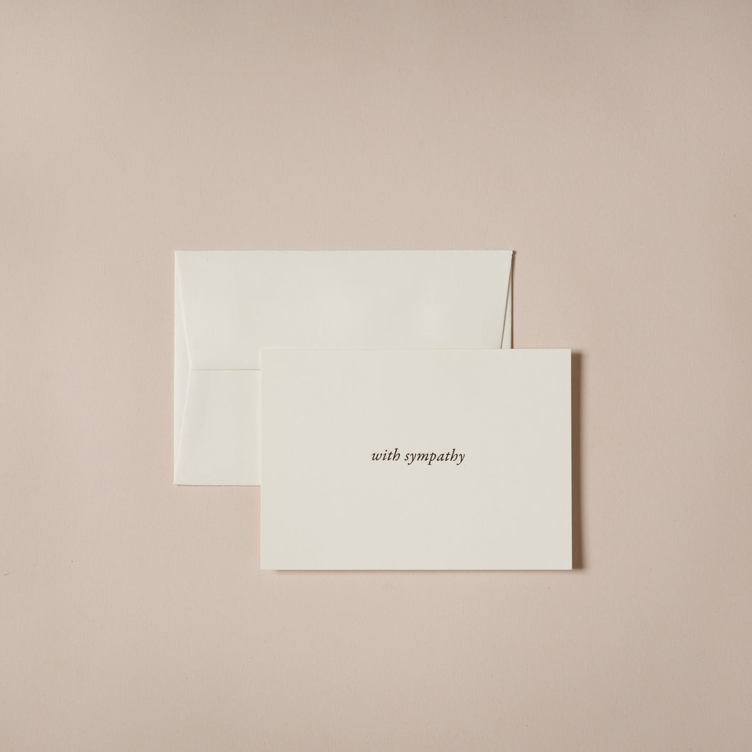 with sympathy luxury greeting card from London Letters stationery studio handprinted letterpressed hot foil card